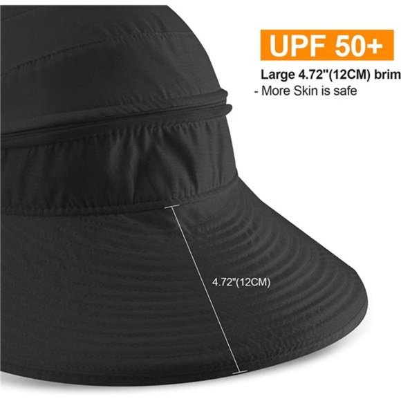 Womens Sun Visor Hat Wide Brim, 2 in 1 Zip-Off Sun UV Protection Foldable main image 5